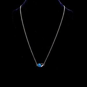 𝅺BLUE Crystal Heart White Gold Plated Necklace